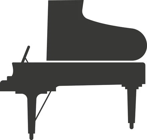 Black flat silhouette of a piano. A vector image. Stock Illustration