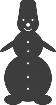 Black flat silhouette of a snowman. Vector image. Stock Illustration