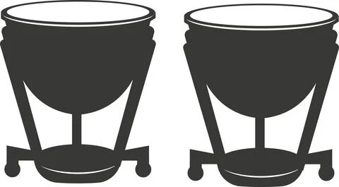 Black flat silhouette of timpani. A vector image. Stock Illustration