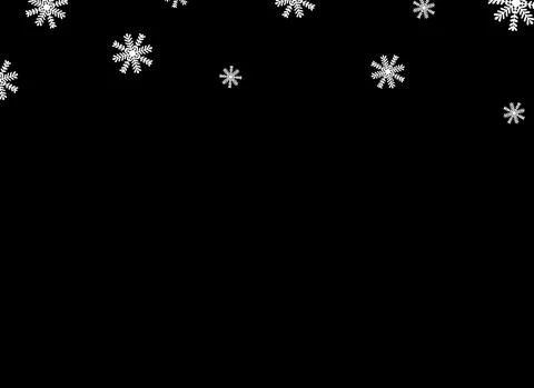 Black flat snowflakes falling  from top ,Christmas decoration isolated  on pn Stock Illustration