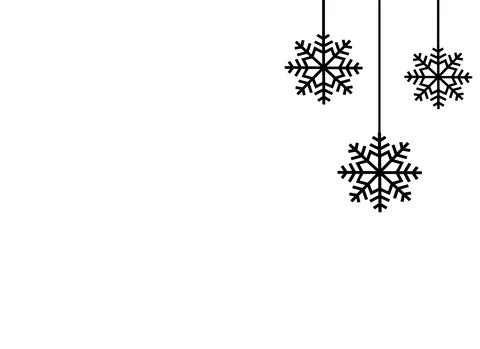 Black flat snowflakes falling  from top ,Christmas decoration isolated  on pn Stock Illustration