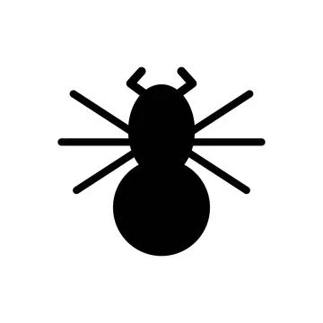 Black flat Spider on white background. Helloween theme Stock Illustration