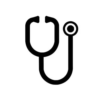 Black flat stethoscope icon isolated on white background Illustrazione stock
