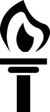 A black flat torch. The flame of fire. Stock Illustration