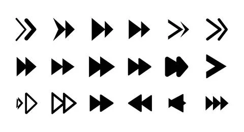 Black flat vector arrow icon set isolated on white background Stock Illustration