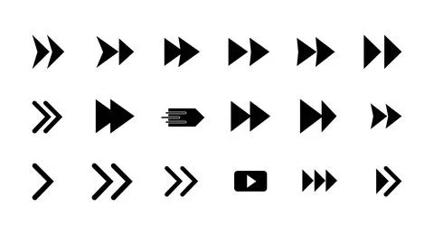 Black flat vector arrow icon set isolated on white background symbol Stock Illustration