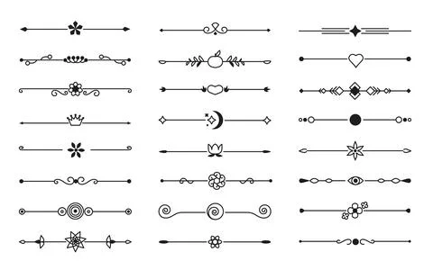 Black flat vector divider border on isolated white Stock Illustration