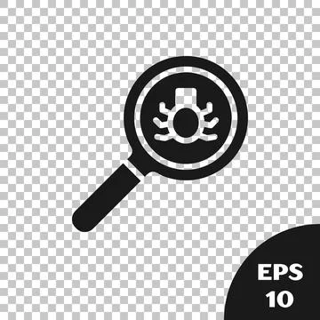 Black Flea search icon isolated on transparent background. Vector Stock-Illustration