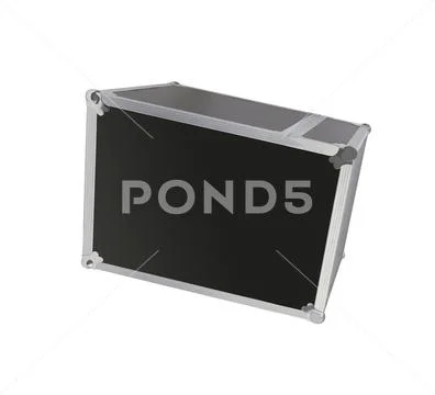Black flight case with metallic edges isolated Stock Photos