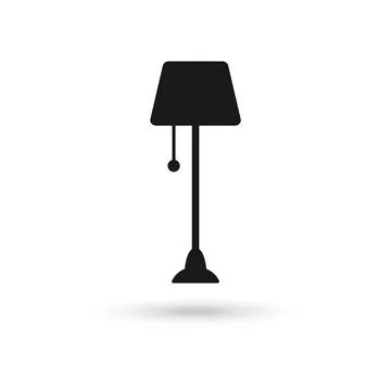 Black Floor lamp vector icon on white background Stock Illustration
