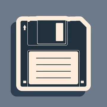 Black Floppy disk for computer data storage icon isolated on grey background Stock Illustration