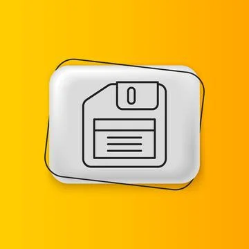Black Floppy disk for computer data storage icon isolated on yellow backgro.. Stock Illustration