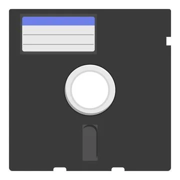 Black floppy disk representing saving data concept Stock Illustration