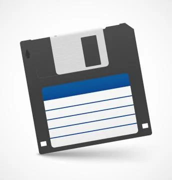 Black floppy diskette on white background Stock Illustration