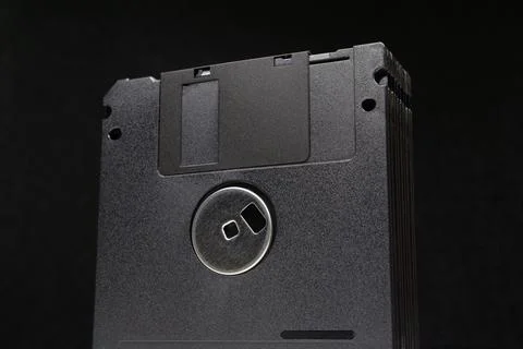 Black floppy disks for retro data storage Foto stock