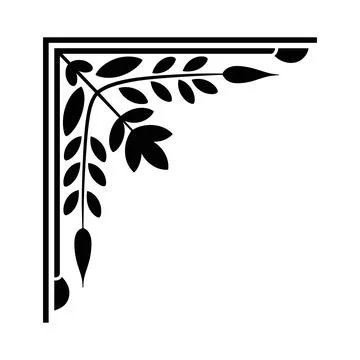 Black Floral Corner Design Element for Decorative Borders and Framing Stock.. Stock Illustration