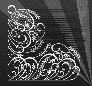 Black Floral corner Stock Illustration