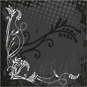 Black Floral corner Stock Illustration