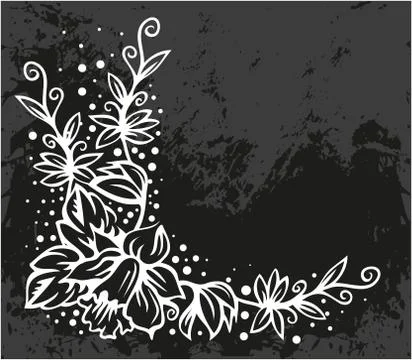 Black Floral corner Stock Illustration