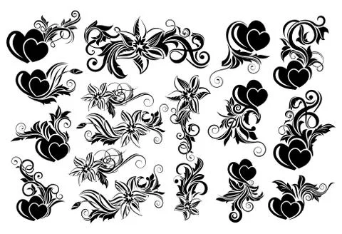 Black floral design element Stock Illustration