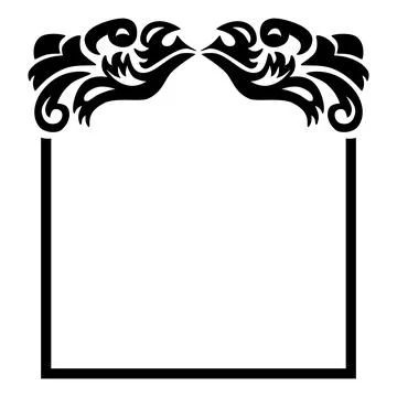 Black floral frame simple vector at white background Stock Illustration