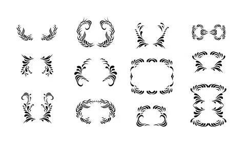 Black floral ornament elements Stock Illustration