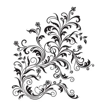 Black Floral Ornament Isolated Stock Illustration