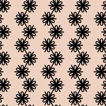 Black flower on a beige background seamless pattern vector illustration, flor Ilustración de archivo