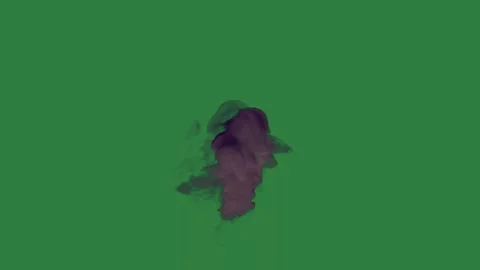Black flower smoke cloud silhouette of man coming out person isolated on green Видео 337035408