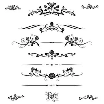 Black flowers elements Stock Illustration