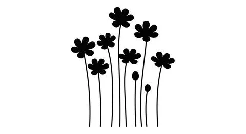Black flowers icon set Stock Illustration