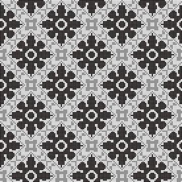 Black flowers seamless pattern, Ukrainian decor Stock Illustration