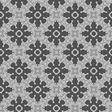 Black flowers seamless pattern, Ukrainian motif Stock Illustration