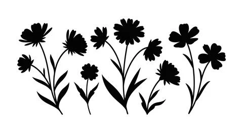 Black flowers silhouette vector Stockillustratie