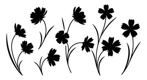 Black flowers vector illustration Stock Illustration