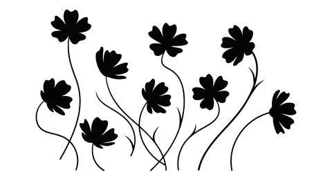 Black flowers vector illustration Stock Illustration