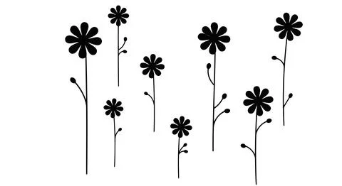 Black flowers on white background Stockillustratie