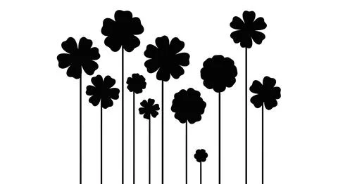 Black flowers on white background Stockillustratie
