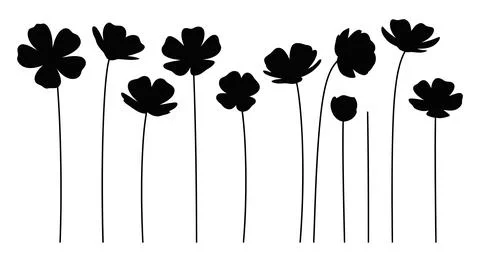 Black flowers on white background Stock Illustration