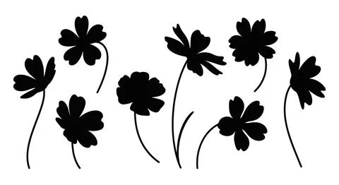 Black flowers on white background Stockillustratie