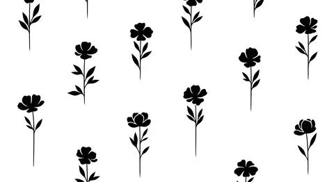 Black flowers on white background Stockillustratie