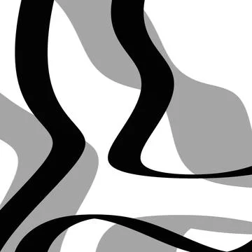 Black Flowing Bands over Gray Organic Shapes Stock Illustration