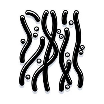 Black fluid lines dripping abstract pattern design Stock Illustration