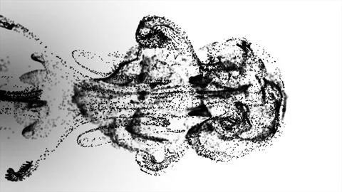 Black fluid particle dots are flowing in the animated video. Animation of g.. Stockillustratie