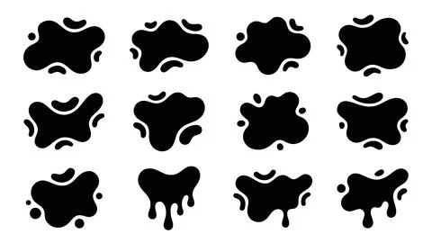Black fluid shapes set. modern graphic design elements with organic liquid .. Stock Illustration