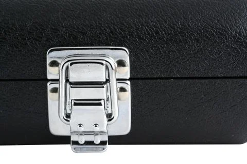 Black flute case silver latch Stock Photos