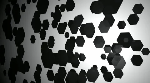 Black flying hexagons Stock Footage 52810055