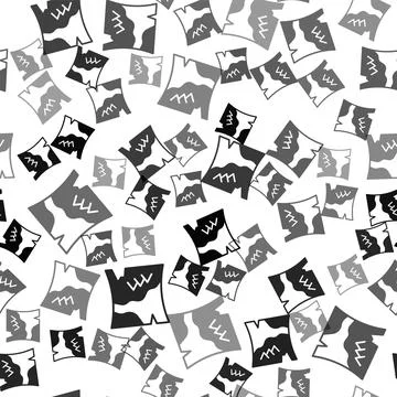 Black Folded map icon isolated seamless pattern on white background. Vector Illustrazione stock