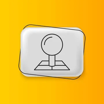 Black Folded map with location marker icon isolated on yellow background. S.. イラスト素材