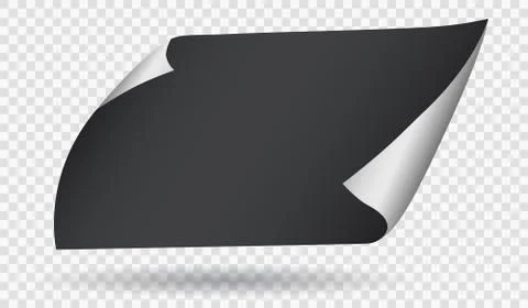 Black folded note, notebook paper sheet flying next to squared background Stock Illustration